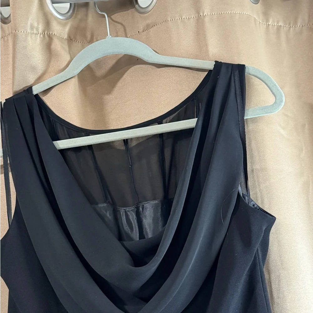 Jones Studio Black Cocktail Dress Size 12 Rhinestone Mesh Fit & Flare Formal - Picture 5 of 7